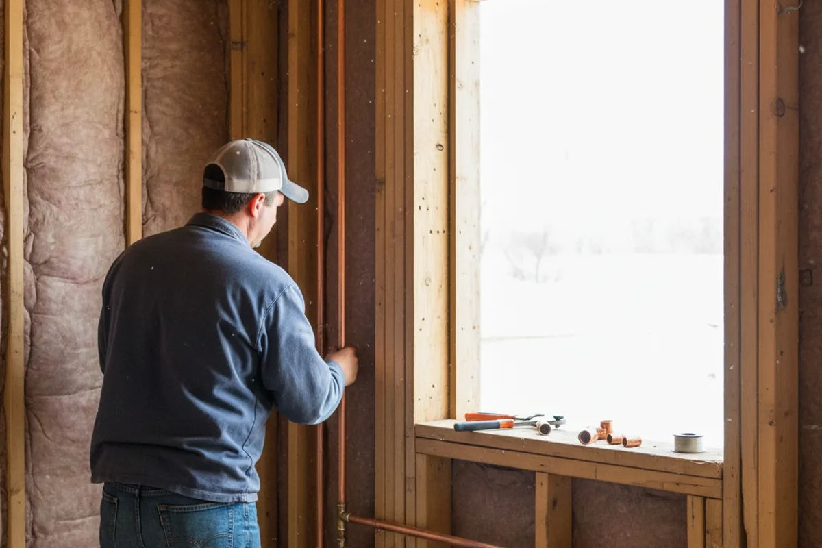 Licensed plumber running new copper supply lines in a Kemah home
